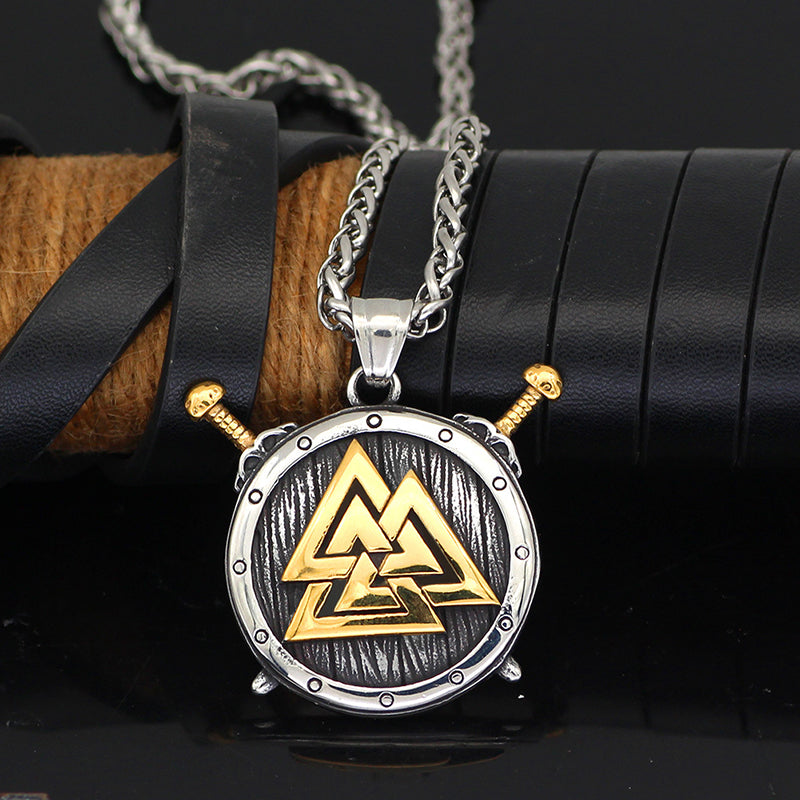 Viking Triangle Rune Pendant Necklace