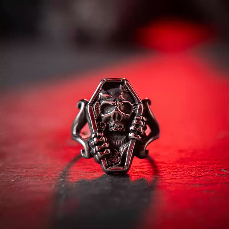 Vintage Skull Coffin Ring