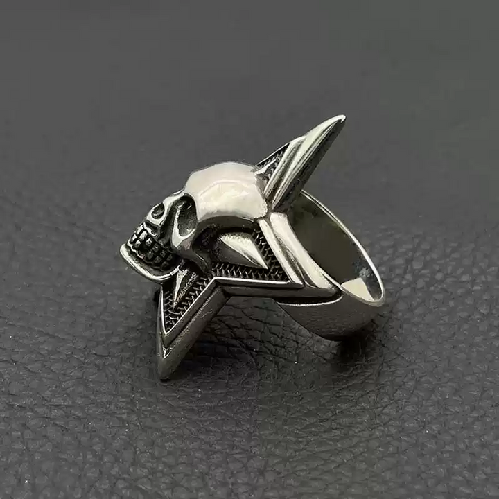 Giant Skull Pentagram Ring