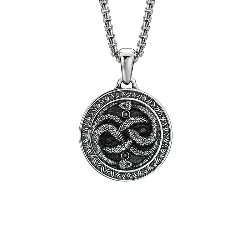Mobius Twin Viper Medal Necklace