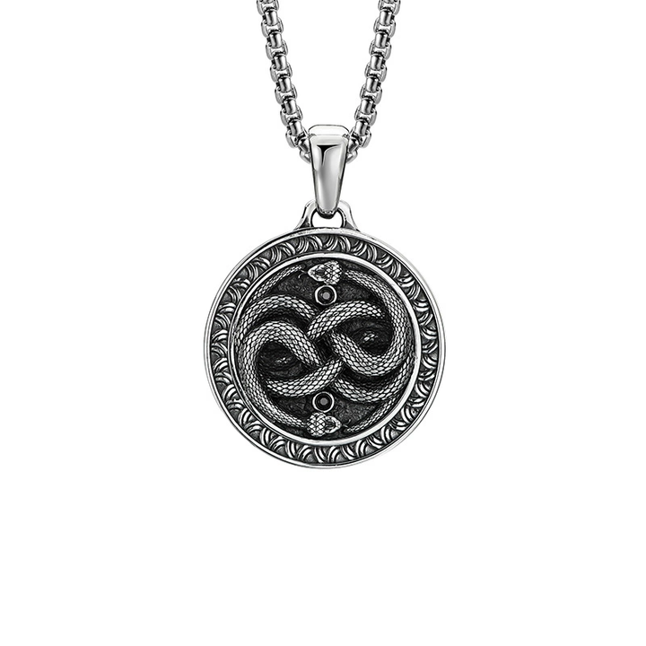 Mobius Twin Viper Medal Necklace