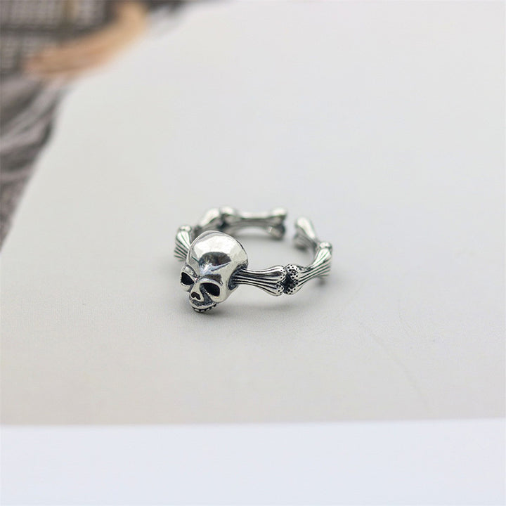 Silver Skull Bones Ring
