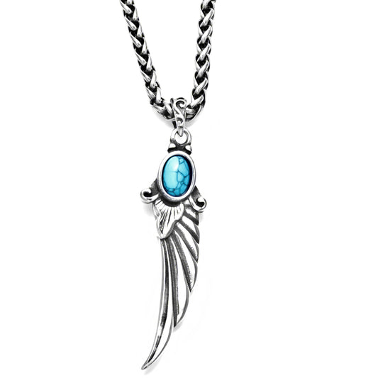 "Angel Wings" Turquoise Wing Pendant Necklace