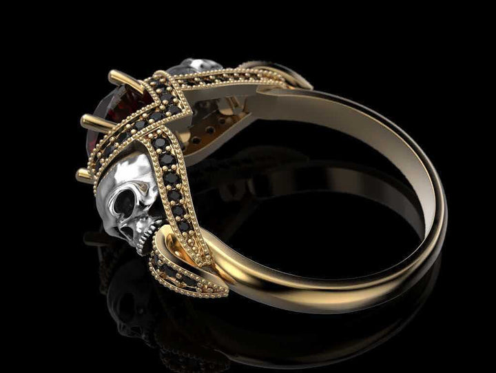 Gothic Ruby Skull Ring