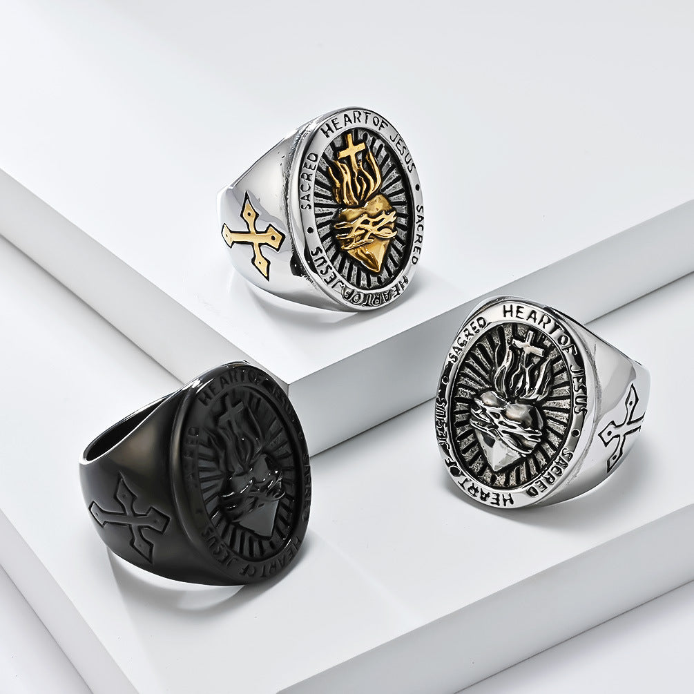 Sacred Heart of Jesus Cross Ring