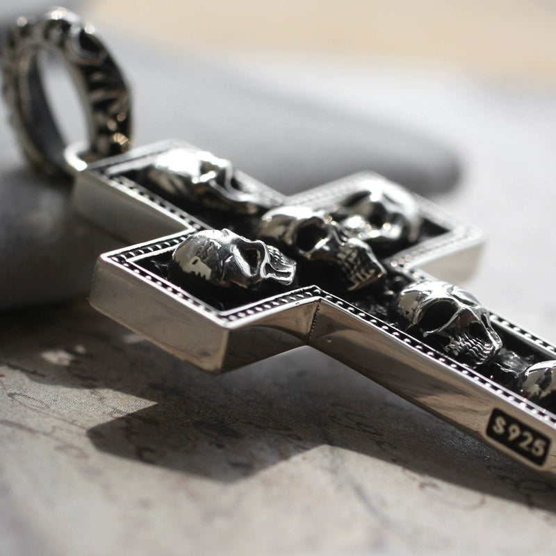 Skull Tombstone Cross Necklace