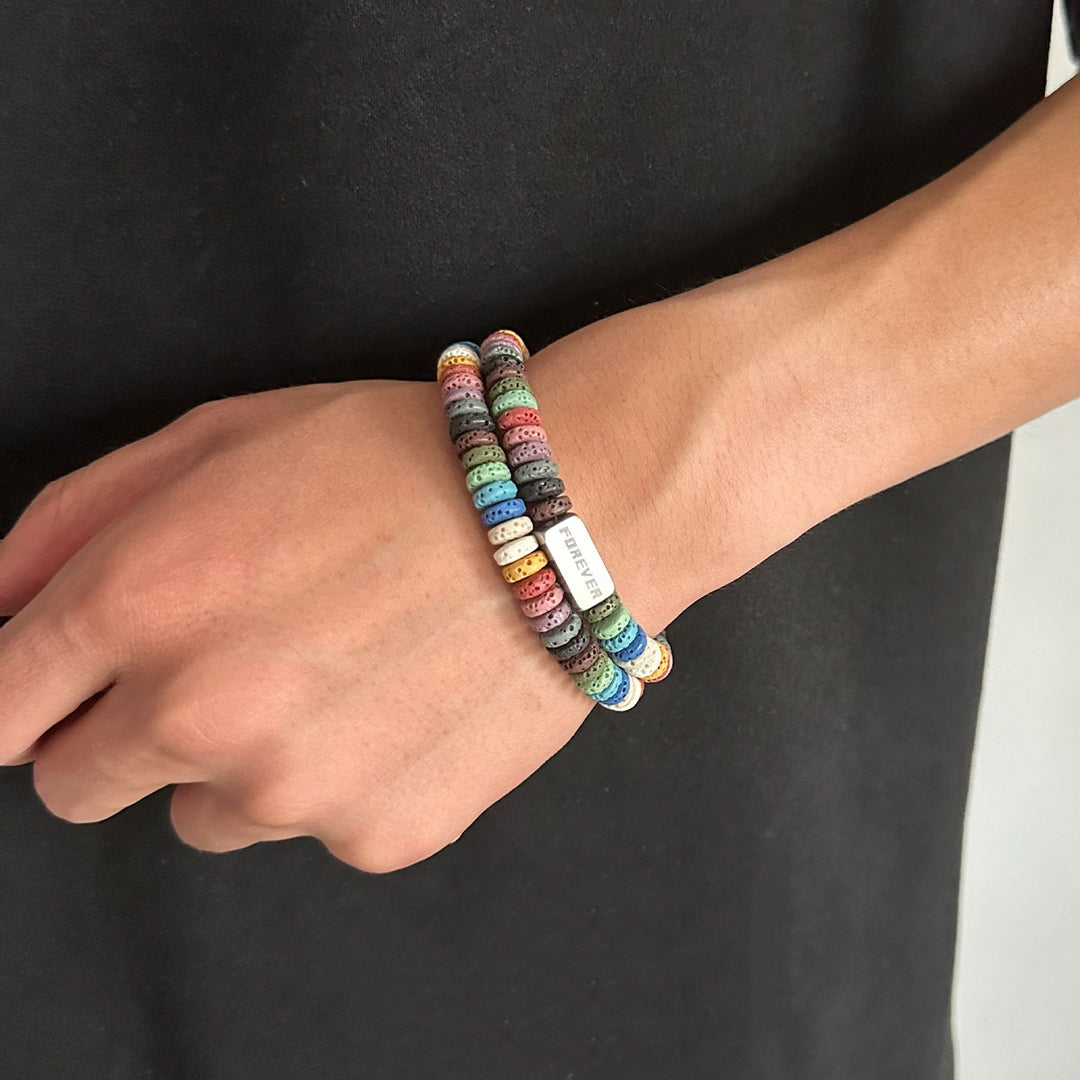 Colorful volcanic stone bracelet