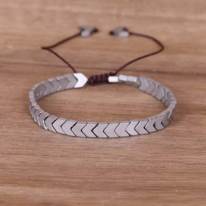 Hematite Arrowhead Braided Bracelet
