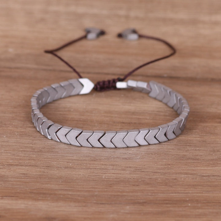 Hematite Arrowhead Braided Bracelet