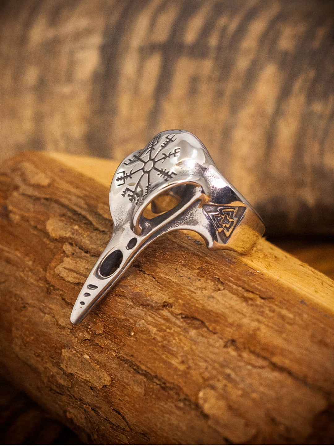 Viking Raven Skull Ring