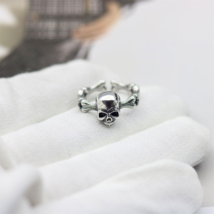 Silver Skull Bones Ring