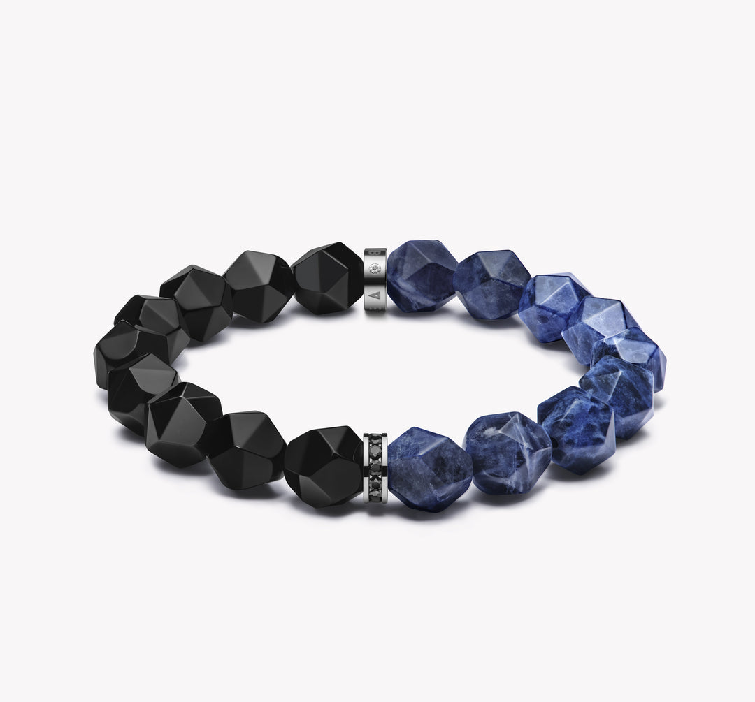 Black agate blue line stone Poseidon bracelet