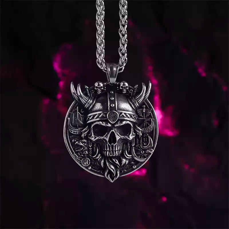 Skull relief pendant necklace