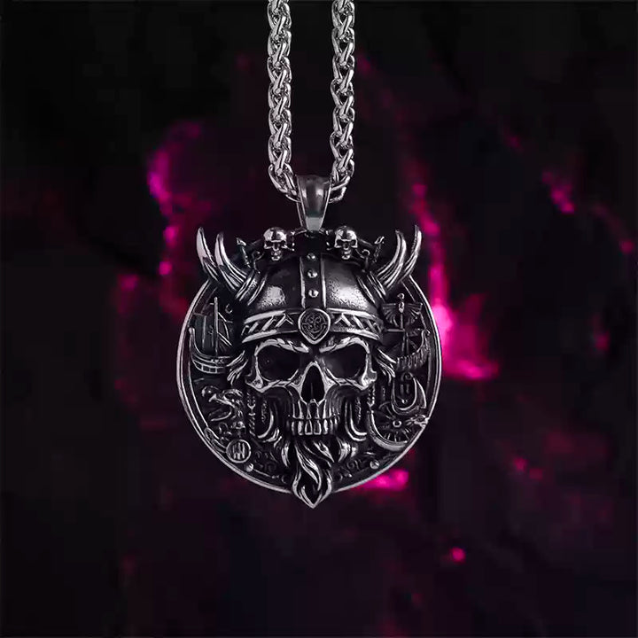 Skull relief pendant necklace