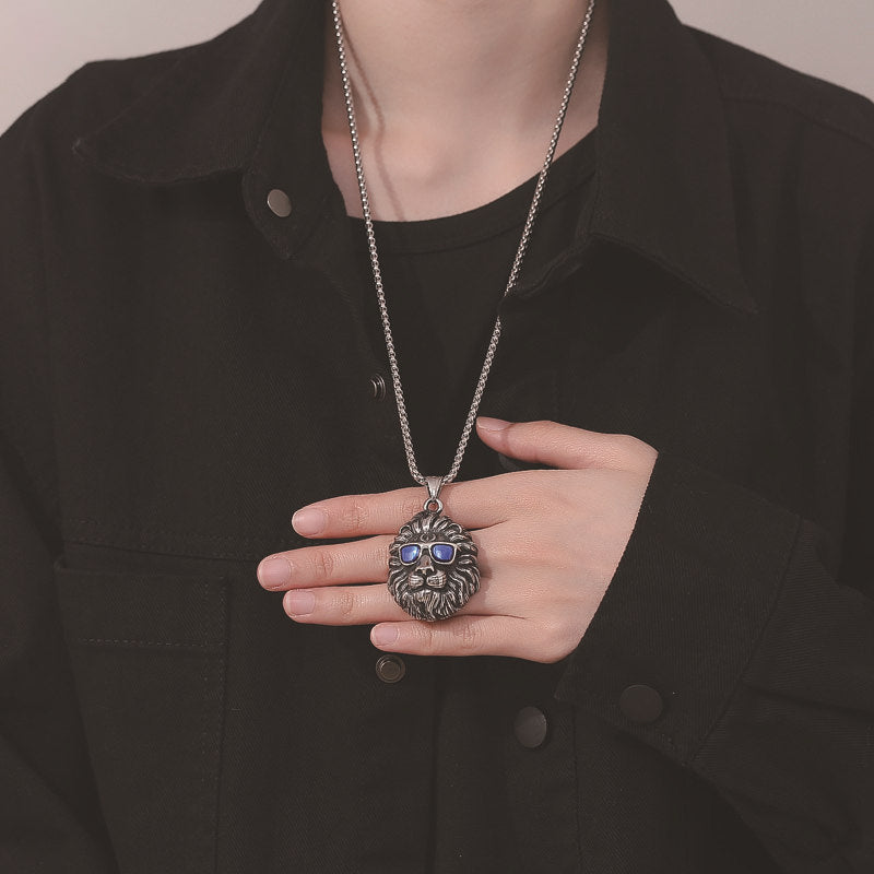 Lion necklace with sunglasses