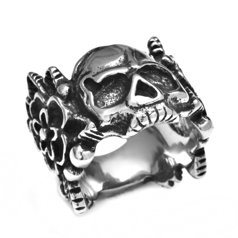 Flower Skull Ring