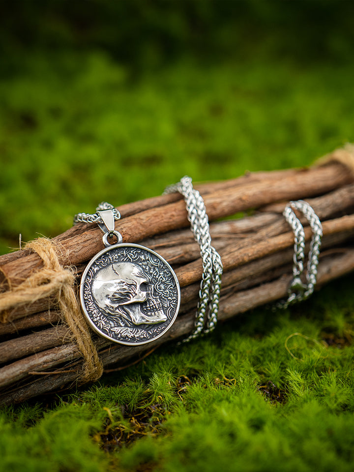 Gothic Skull Double Sided Pendant Necklace
