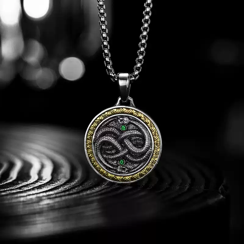 Mobius Twin Viper Medal Necklace