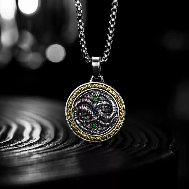 Mobius Twin Viper Medal Necklace