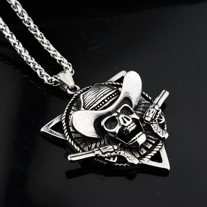 Western Cowboy Skull Double Gun Necklace