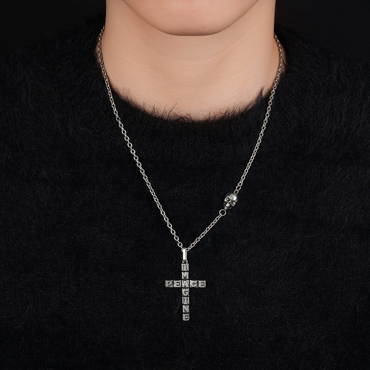 “IMAGINE PEACE” Skull Cross Necklace