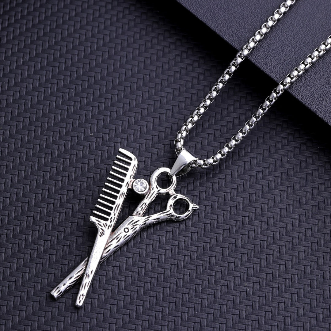 Creative scissors and comb necklace