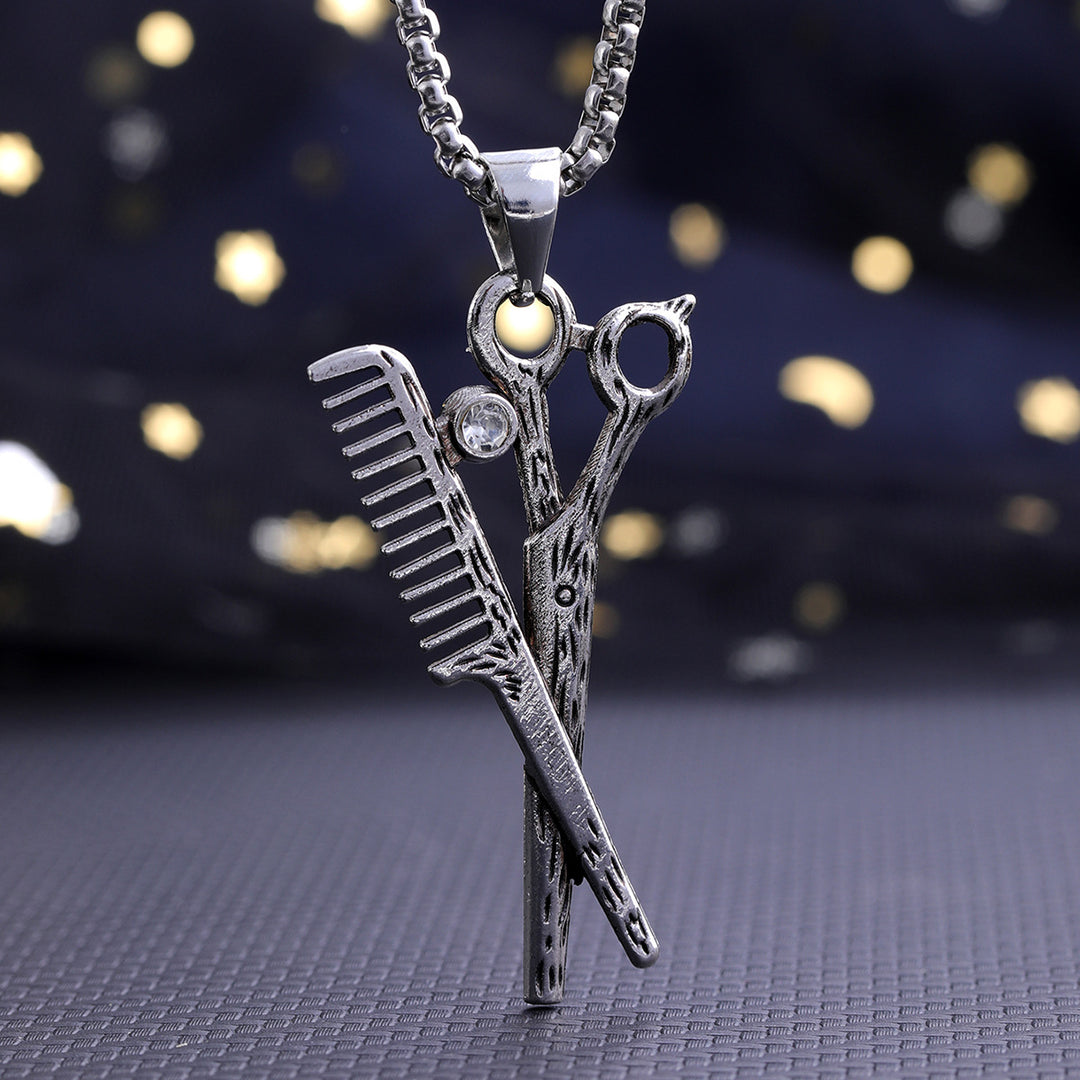 Creative scissors and comb necklace