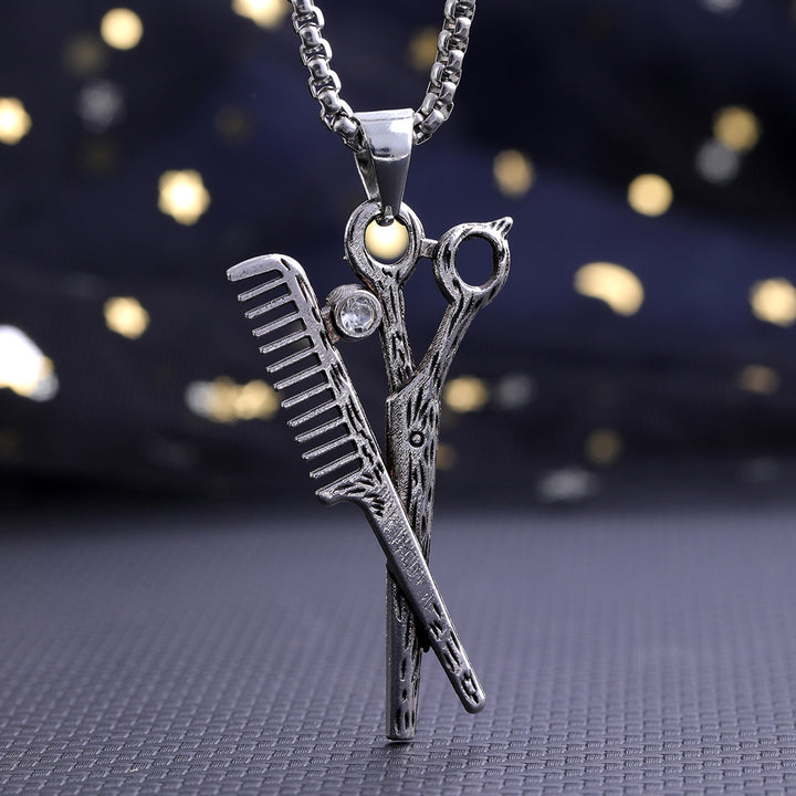 Creative scissors and comb necklace