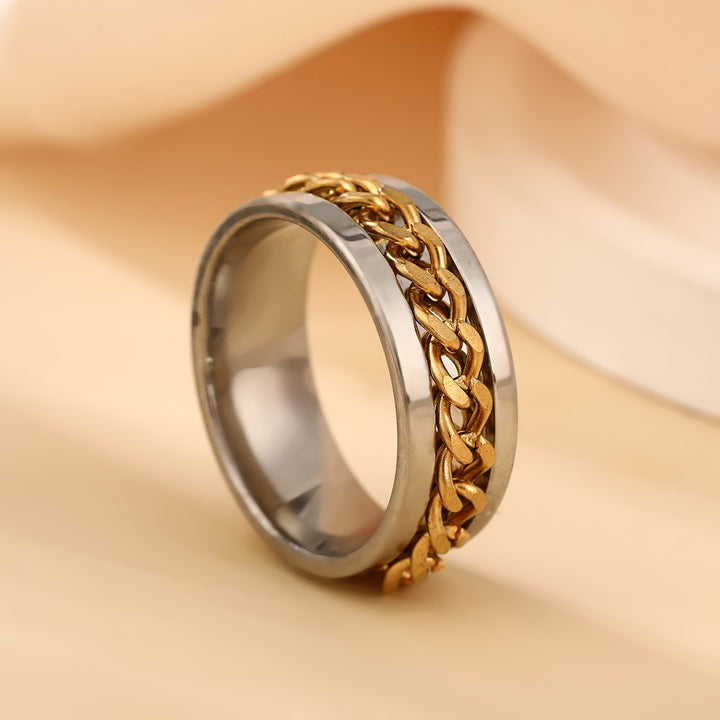 Spinner Ring with Inlaid Chain