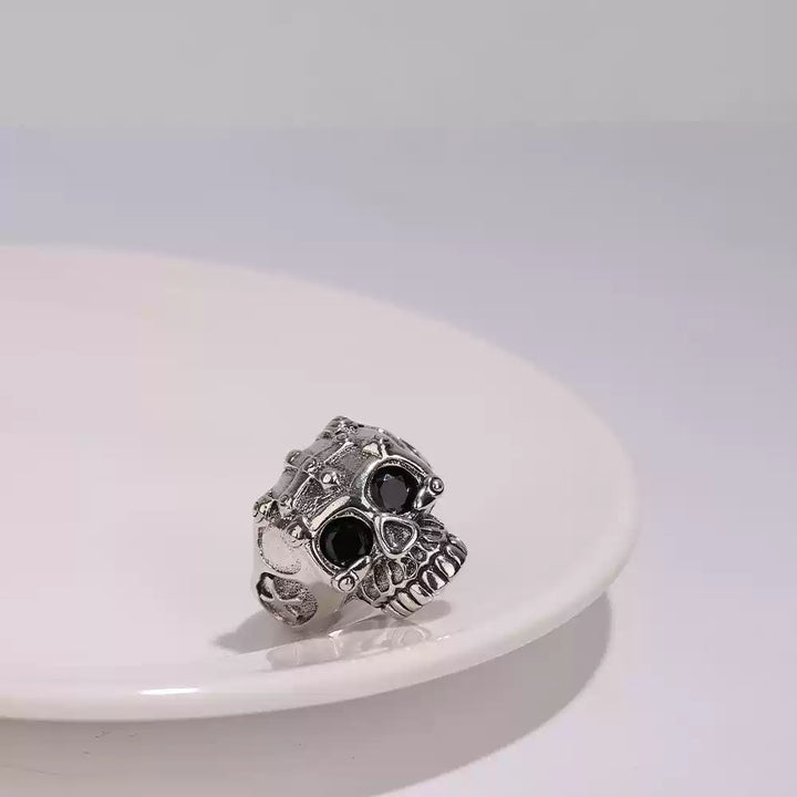 Black diamond skull ring