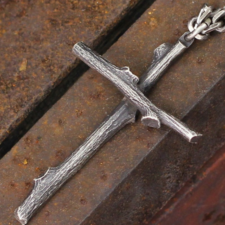 Imitation wooden cross necklace