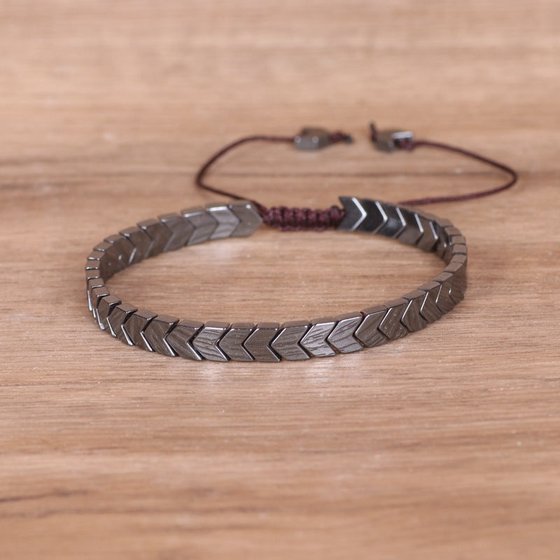 Hematite Arrowhead Braided Bracelet