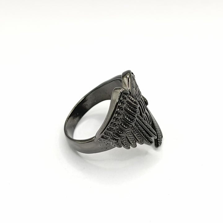 Vintage dark black crow open adjustable ring