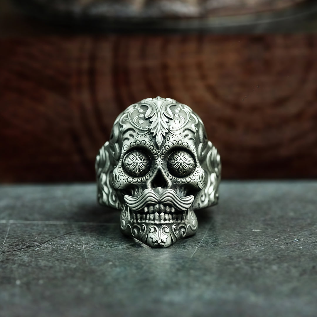 Vintage "Mustachioed Skull" Ring