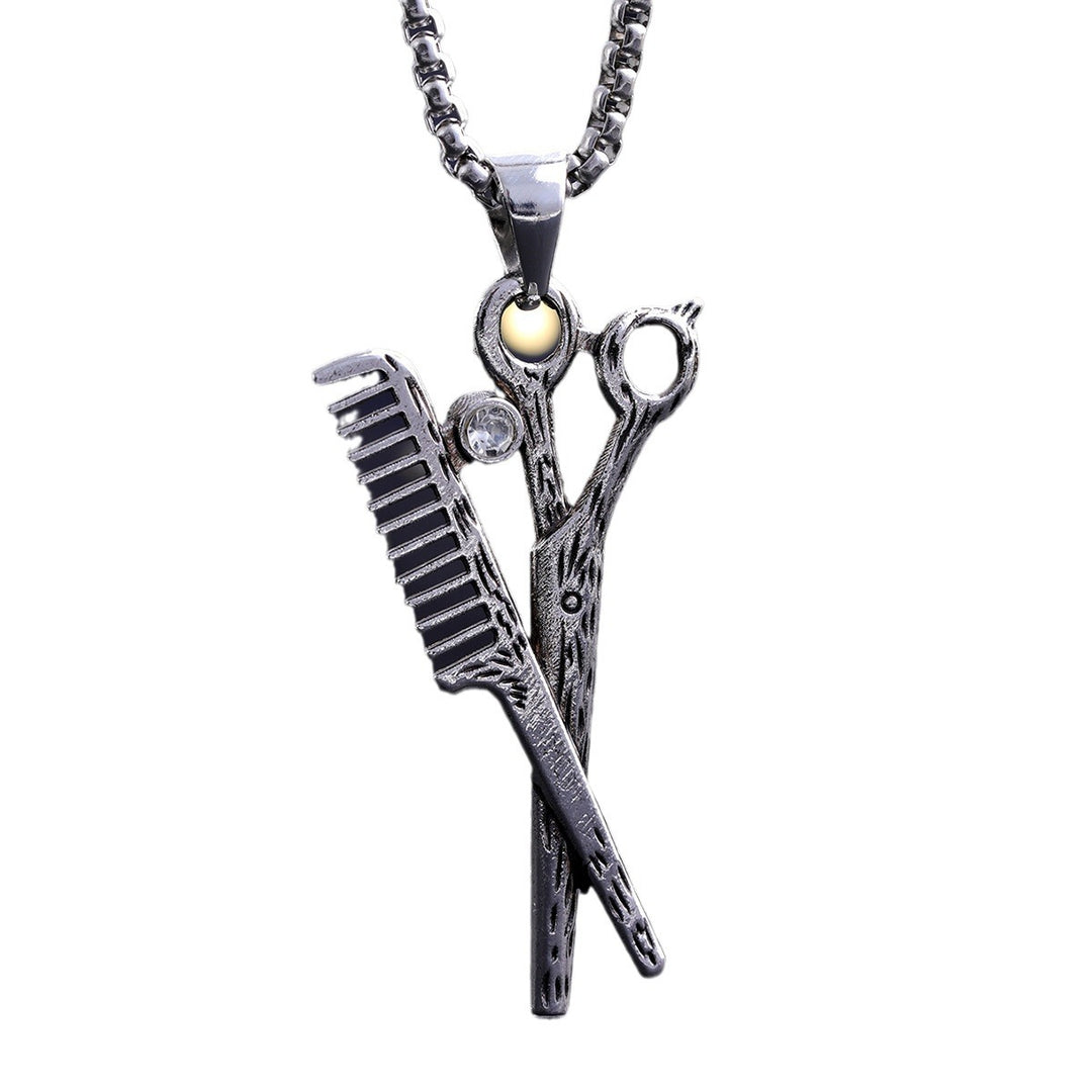 Creative scissors and comb necklace