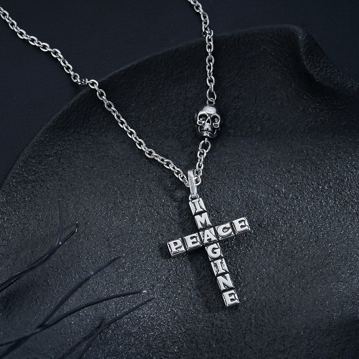 “IMAGINE PEACE” Skull Cross Necklace