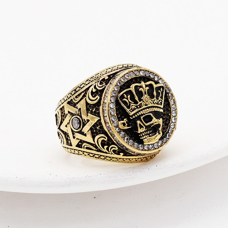 Vintage Crown Skull Ring