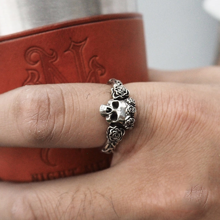 Gothic Rose Skull Ring