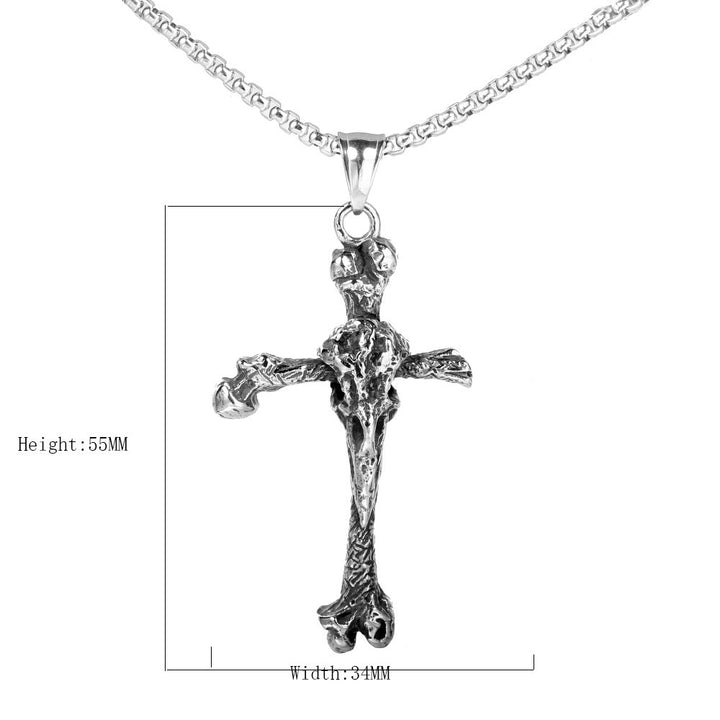 Crow Skull Cross Necklace