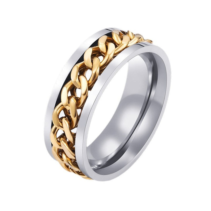 Spinner Ring with Inlaid Chain