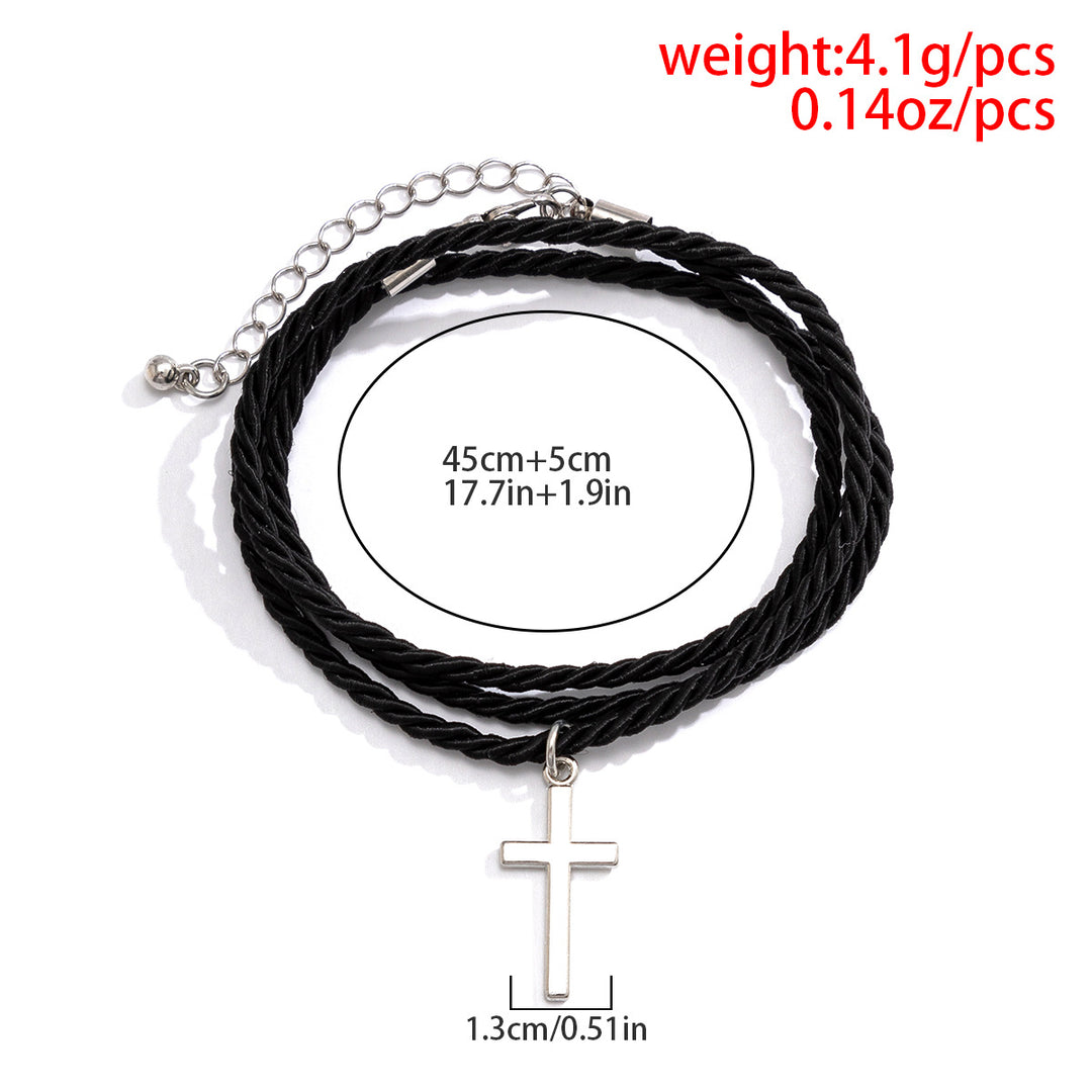 Layered Braided Rope Cross Bracelet