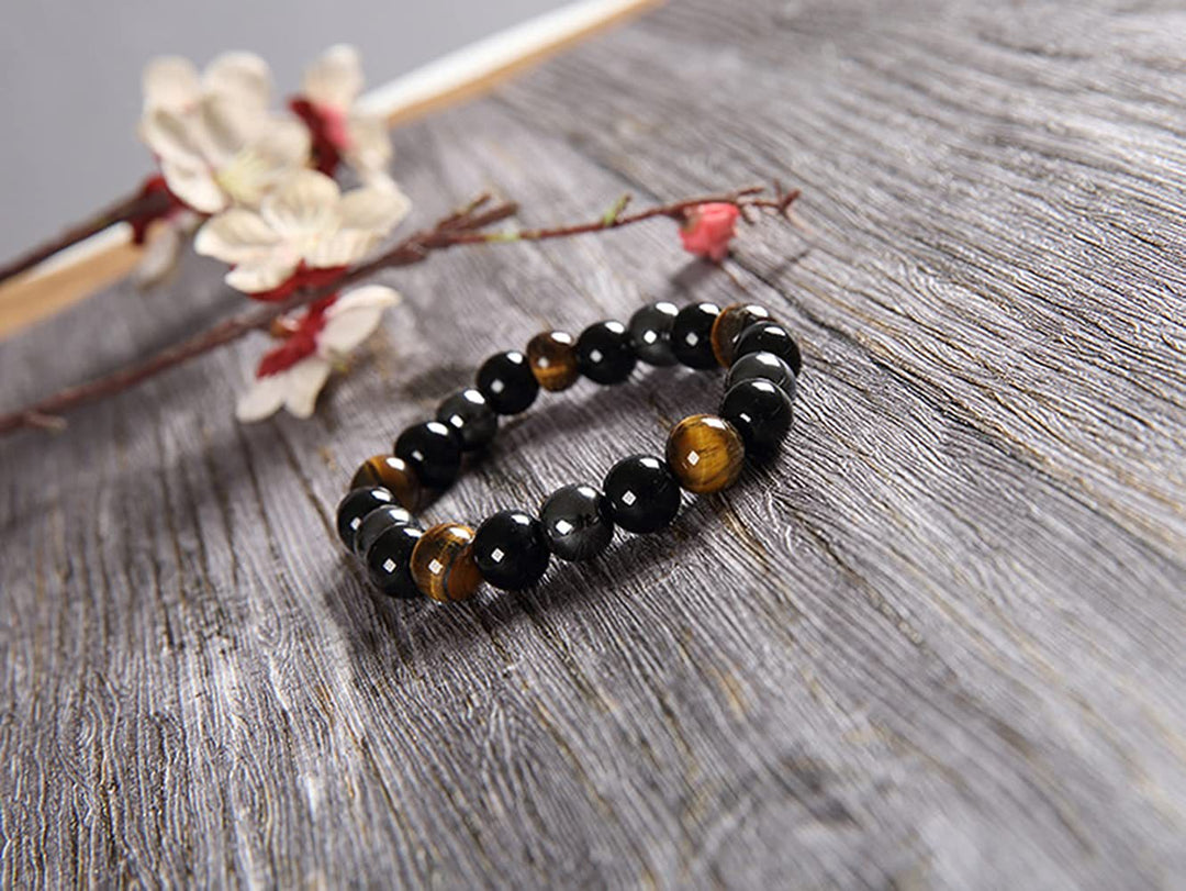 Natural Stone Three Color Beaded Bracelet