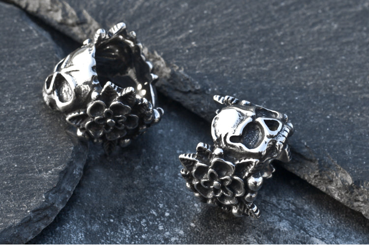 Flower Skull Ring