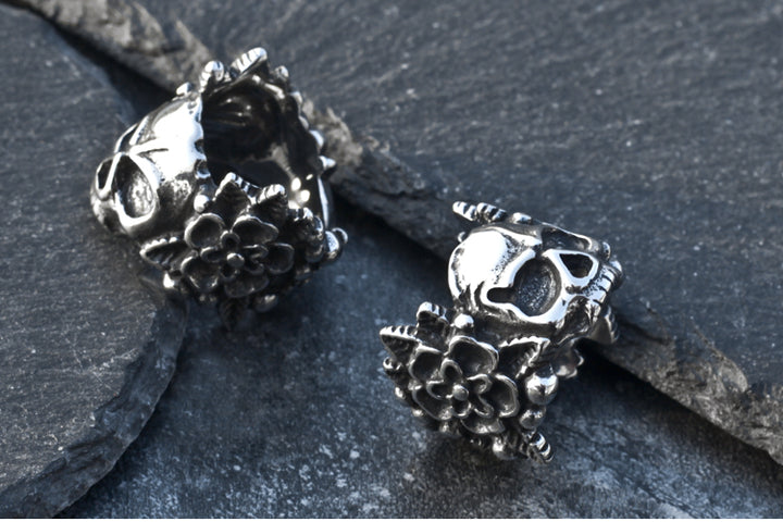Flower Skull Ring