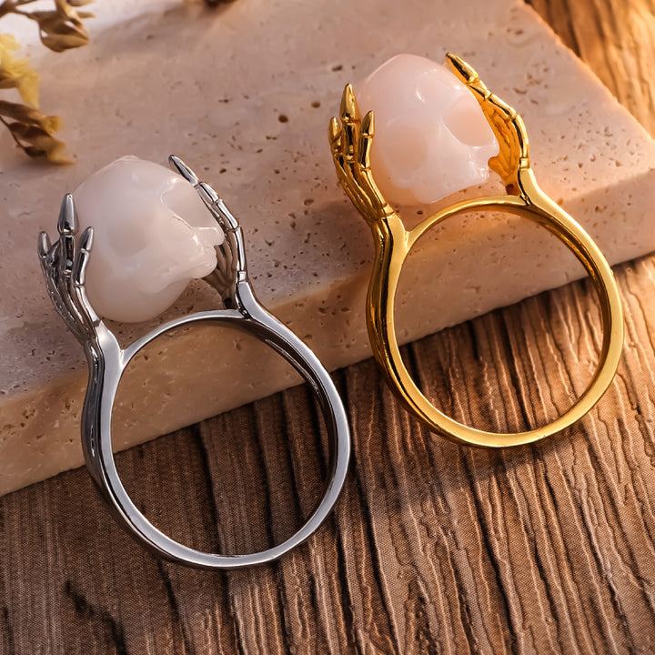 Pearl skull ring