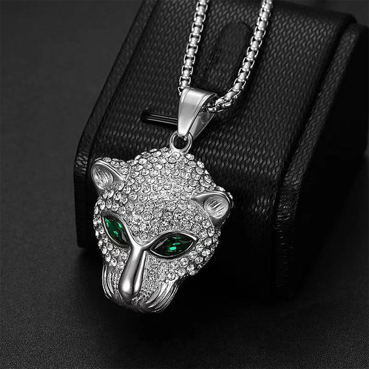 Green Eyes Leopard Head Pendant Necklace