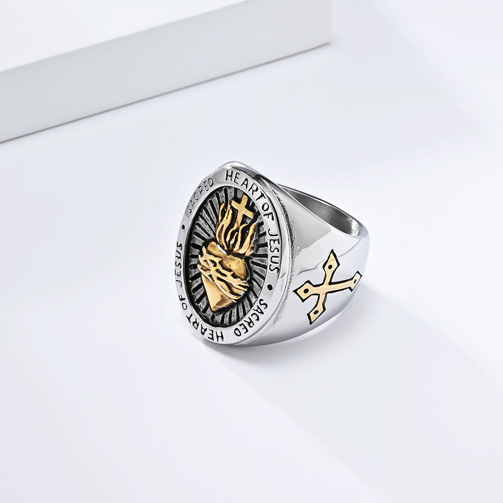 Sacred Heart of Jesus Cross Ring