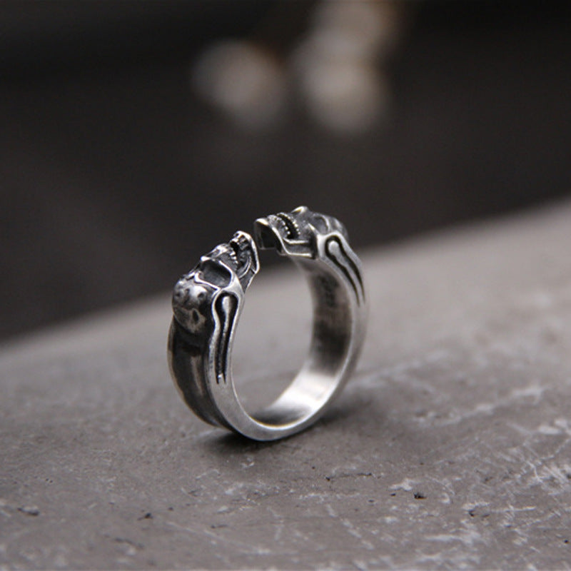 Double Skull Open Ring