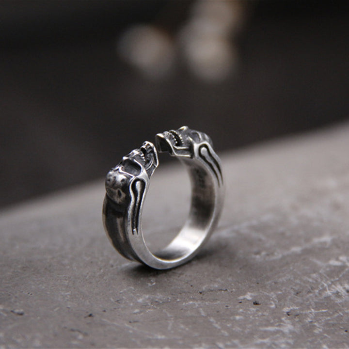 Double Skull Open Ring
