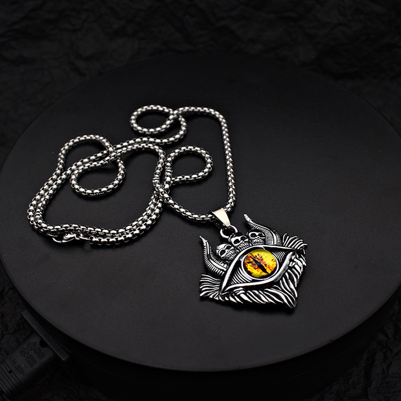 Vintage Evil Eye Skull Necklace